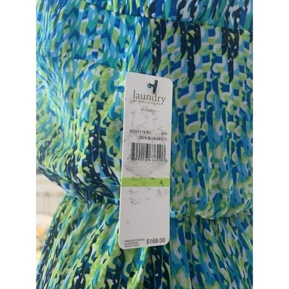 Laundry by Shelli Segal NWT $168 Diva Blue Strappy Dress Size 4 Hi-Lo Wrap Flowy - Picture 4 of 12